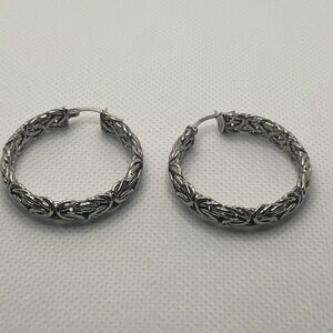 Sterling Silver Byzantine Hoop Earrings